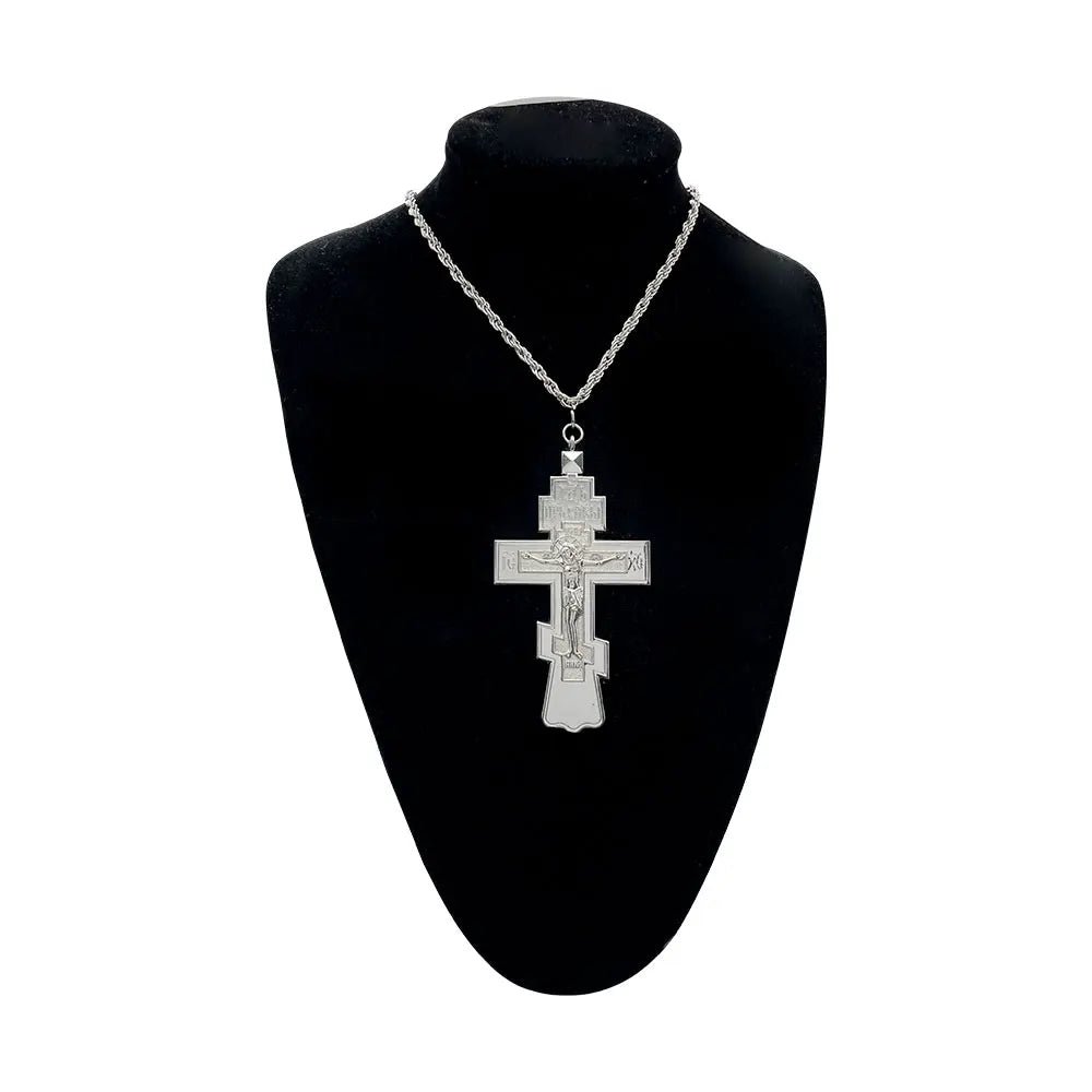 Orthodox-Style Pectoral Crucifix Necklace with Chain – Budded Cross Pendant - Sylva
