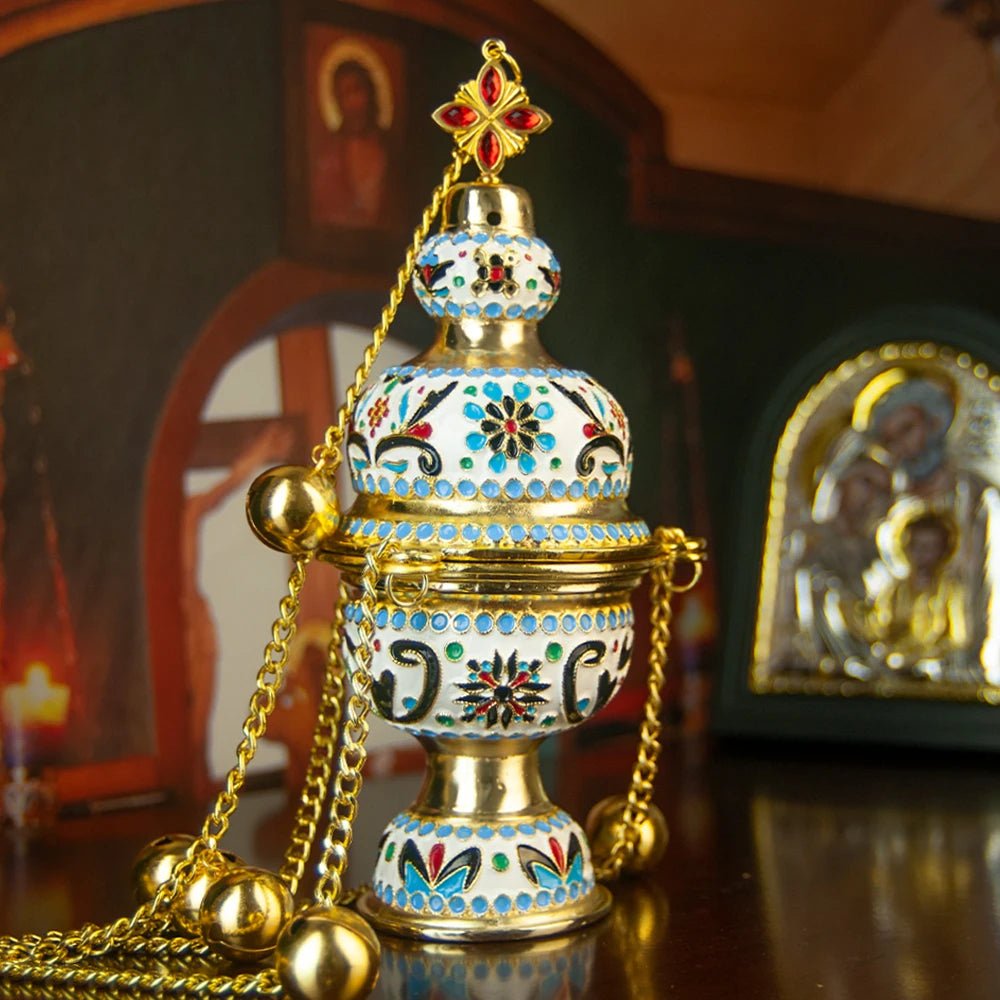 Premium Orthodox Thurible with Bells – Swingable Church Incense Censer for Prayer, Divine Liturgy & Religious Ceremonies - Sylva