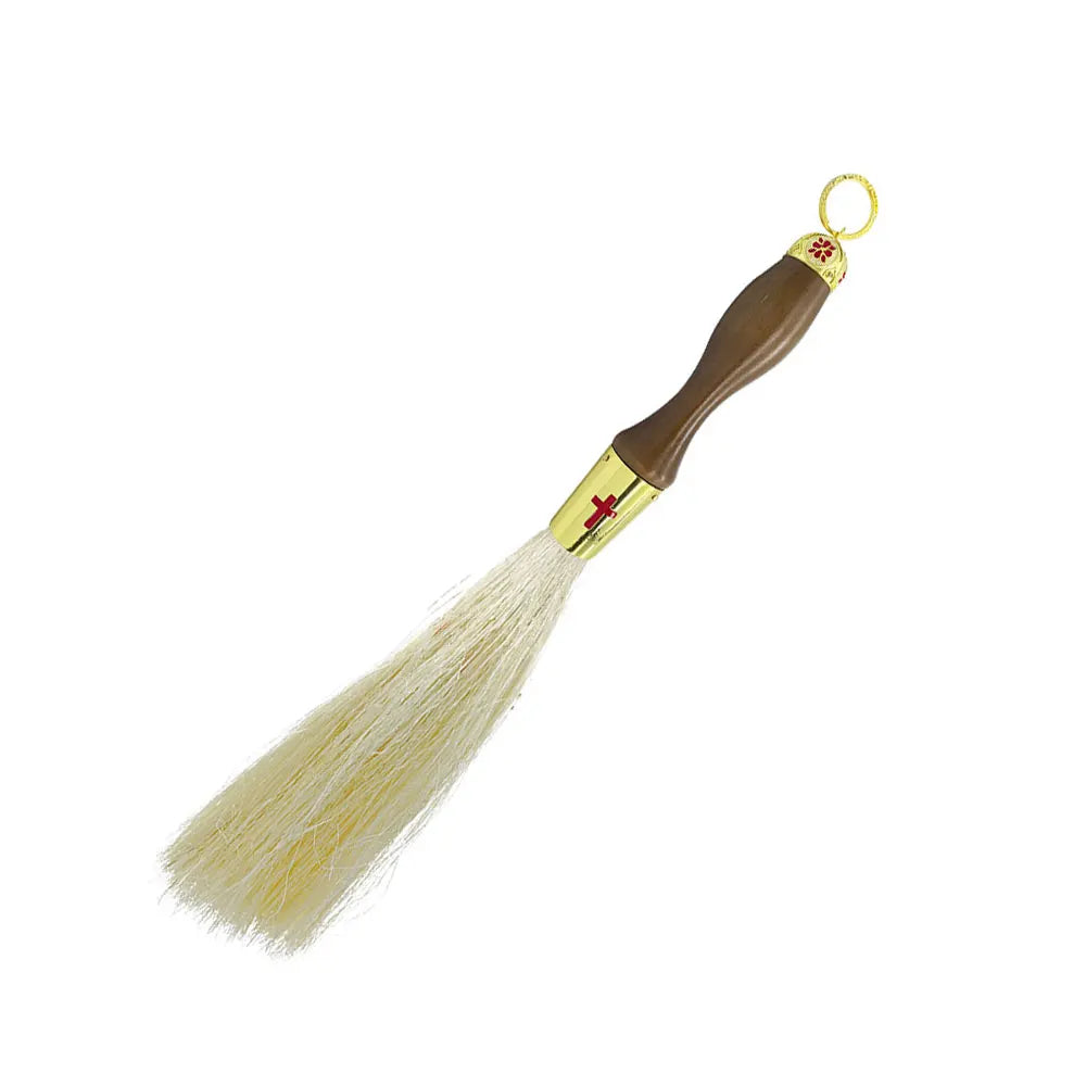Orthodox Holy Water Blessing Brush – 15” Wooden Handle Holy Water Sprinkler with Synthetic Wool & Metal Cross | Church & Home Blessing Tool