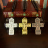 Orthodox Cross Necklace with Wooden Bead Chain – Jesus Crucifix Prayer Jewelry