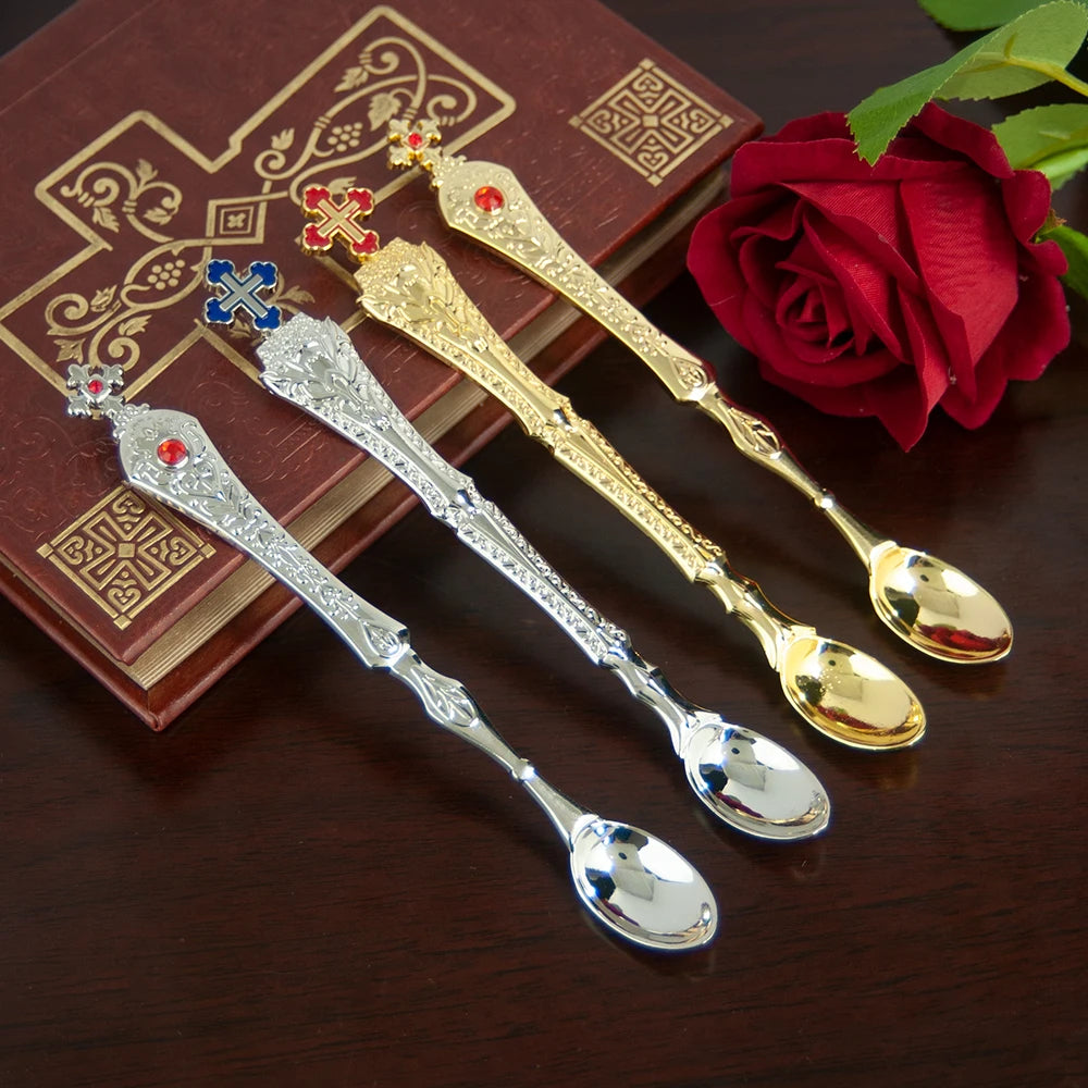 Gold Plated Orthodox Holy Water Spoon – Christian Church Ritual Accessory