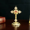 Small Gold Tabletop Crucifix – Christian Home and Car Cross Ornament
