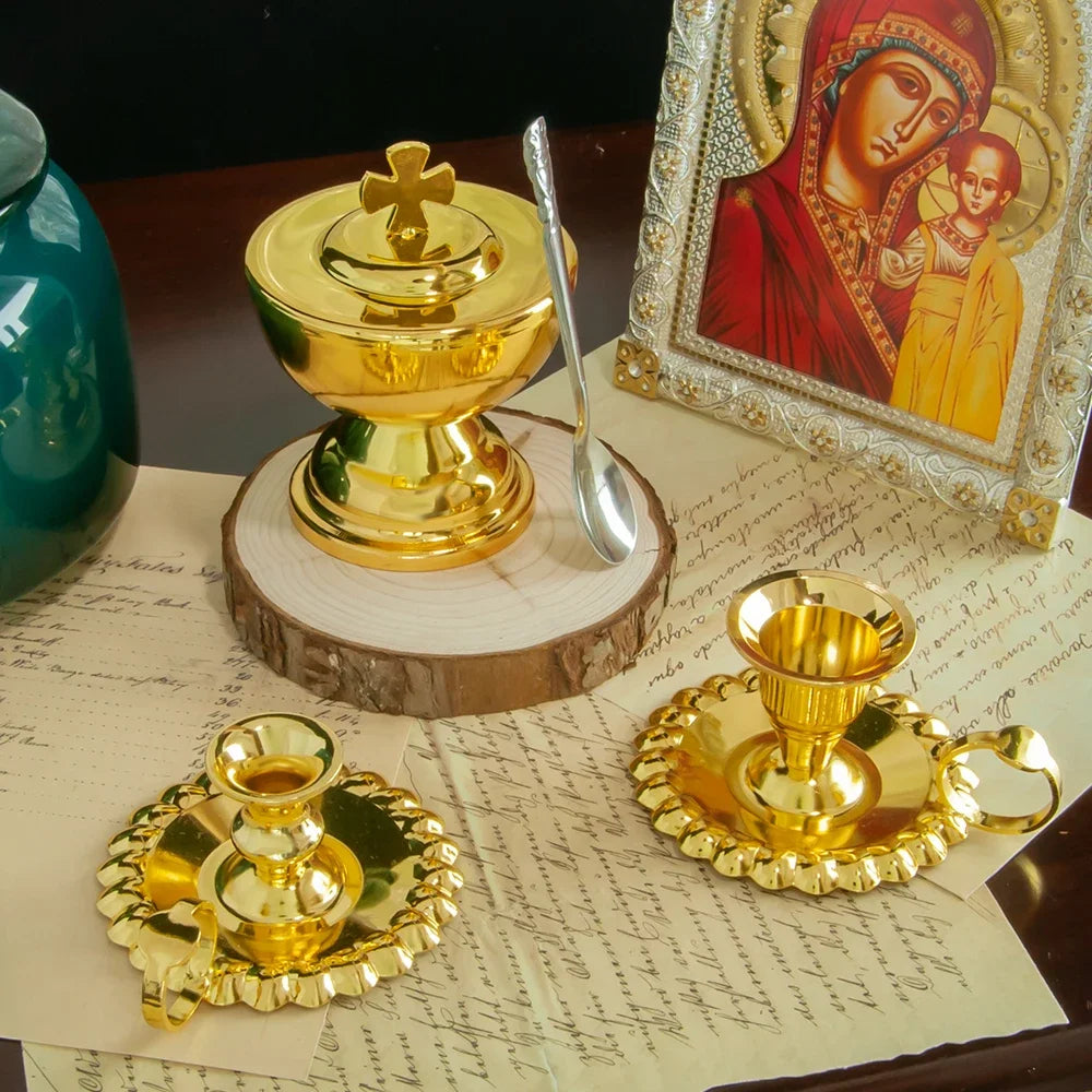Gold-Plated Communion Cup Set – Christian Church Ceremonial Vessel & Mass Supplies