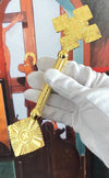 Jerusalem Blessing Orthodox Hand Cross – Handmade Gold Zinc Alloy Prayer Cross with Gift Box | Church Blessing Cross for Worship & Clergy