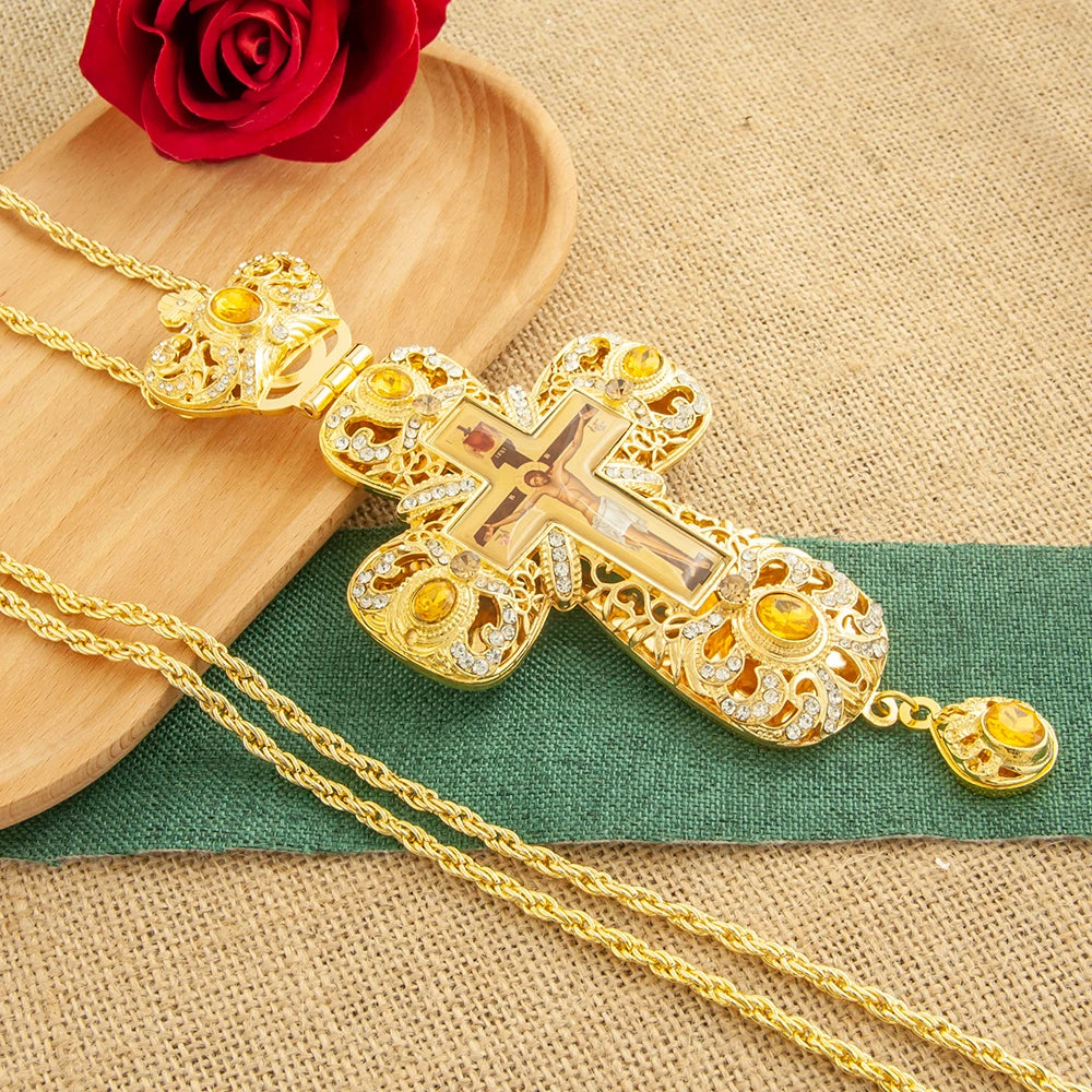 Orthodox Cross Pendant Necklace – Jesus Crucifix Christian Gift for Prayer & Worship