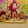 3.35” Orthodox Virgin Mary Icon for Car Dashboard – Gold-Plated Christian Dashboard Ornament with Stick-On Base