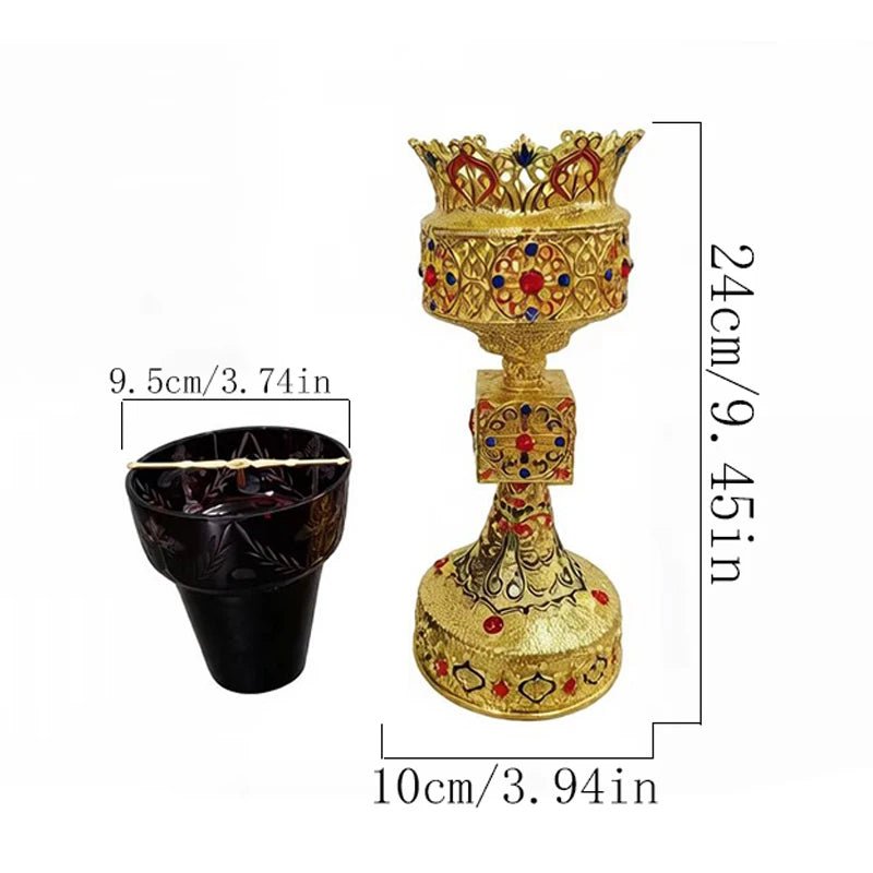 Gold-Plated Orthodox Catholic Liturgical Chalice with Red Glass Cup - Sylva