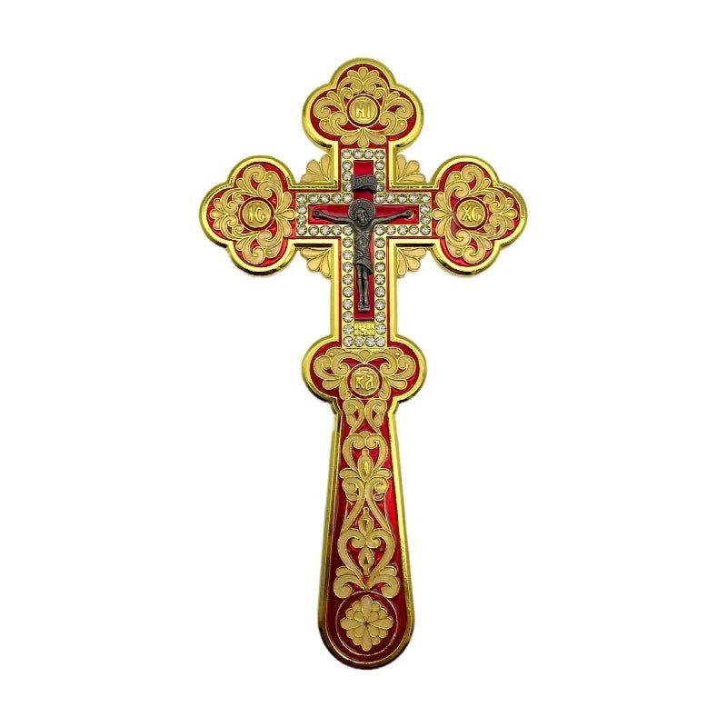 Orthodox Blessing Cross – Handmade Zinc Alloy Crucifix for Church, Prayer & Worship - Sylva