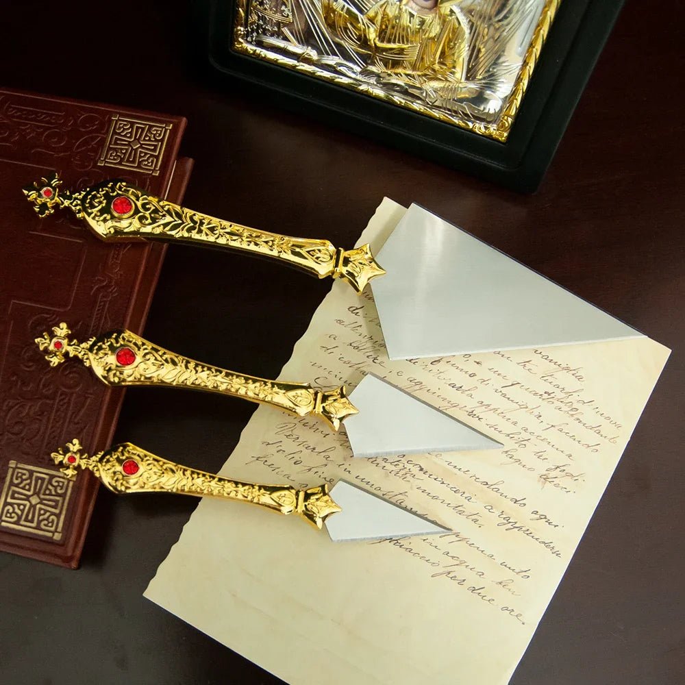 Orthodox Church Liturgical Knife Set – Decorative Metal Ritual Knives for Religious Ceremonies (3 Sizes) - Sylva