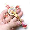 Saint Benedict Red Enamel Wall Crucifix Cross 12cm | Catholic Protection Cross with San Benito Medal