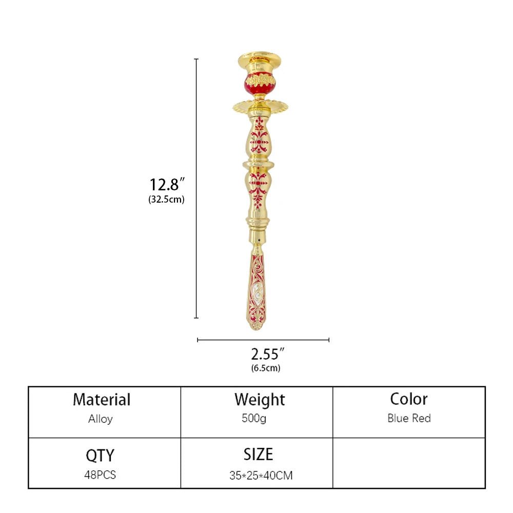 Orthodox-Style Gold-Tone Altar Candlestick – Red Christian Prayer Candle Holder - Sylva