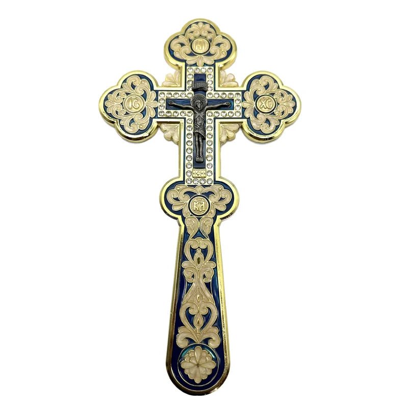 Orthodox Blessing Cross – Handmade Zinc Alloy Crucifix for Church, Prayer & Worship - Sylva