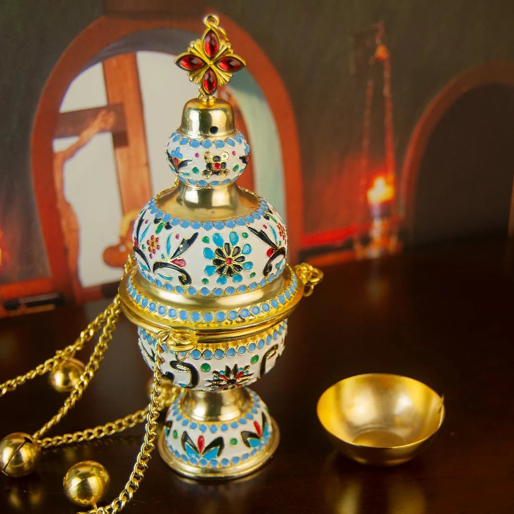 Premium Orthodox Thurible with Bells – Swingable Church Incense Censer for Prayer, Divine Liturgy & Religious Ceremonies - Sylva