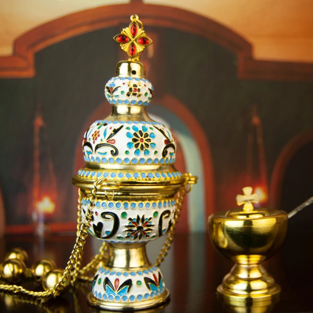 Premium Orthodox Thurible with Bells – Swingable Church Incense Censer for Prayer, Divine Liturgy & Religious Ceremonies - Sylva