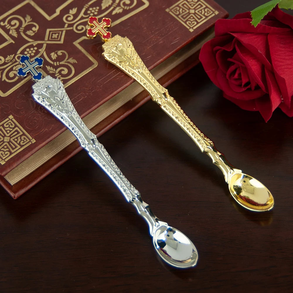 Gold Plated Orthodox Holy Water Spoon – Christian Church Ritual Accessory