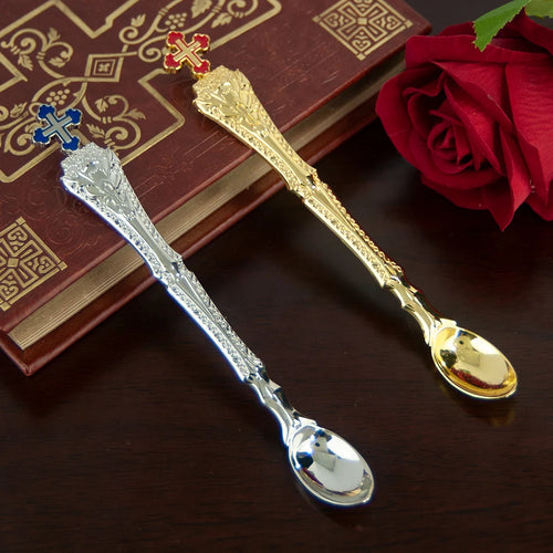 Gold Plated Orthodox Holy Water Spoon – Christian Church Ritual Accessory