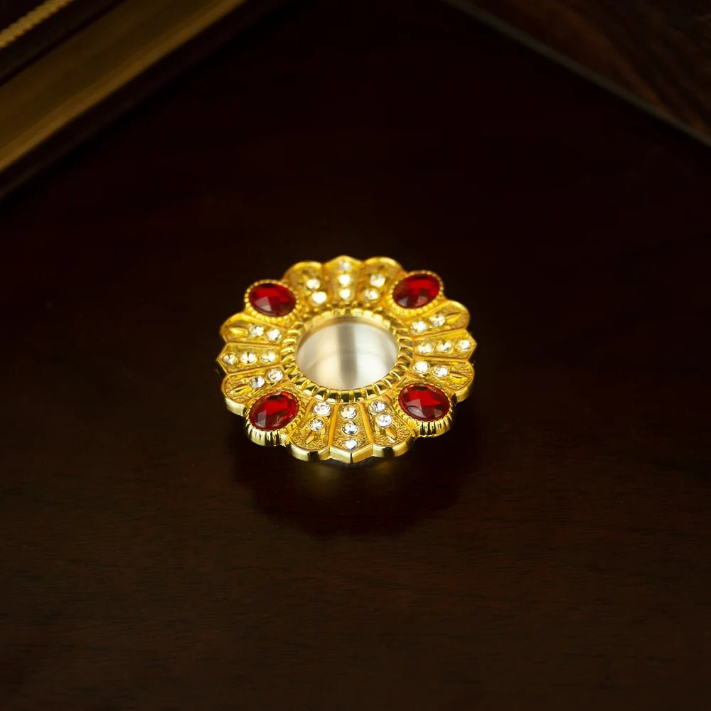 Gold-Tone Mini Reliquary-Style Holder – Ornate Religious Keepsake Display - Sylva