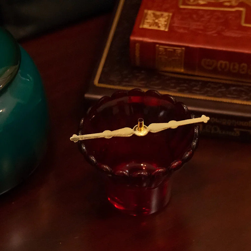 Orthodox Jesus Standing Vigil Oil Lamp with Red Glass Cup for Home Altar & Prayer