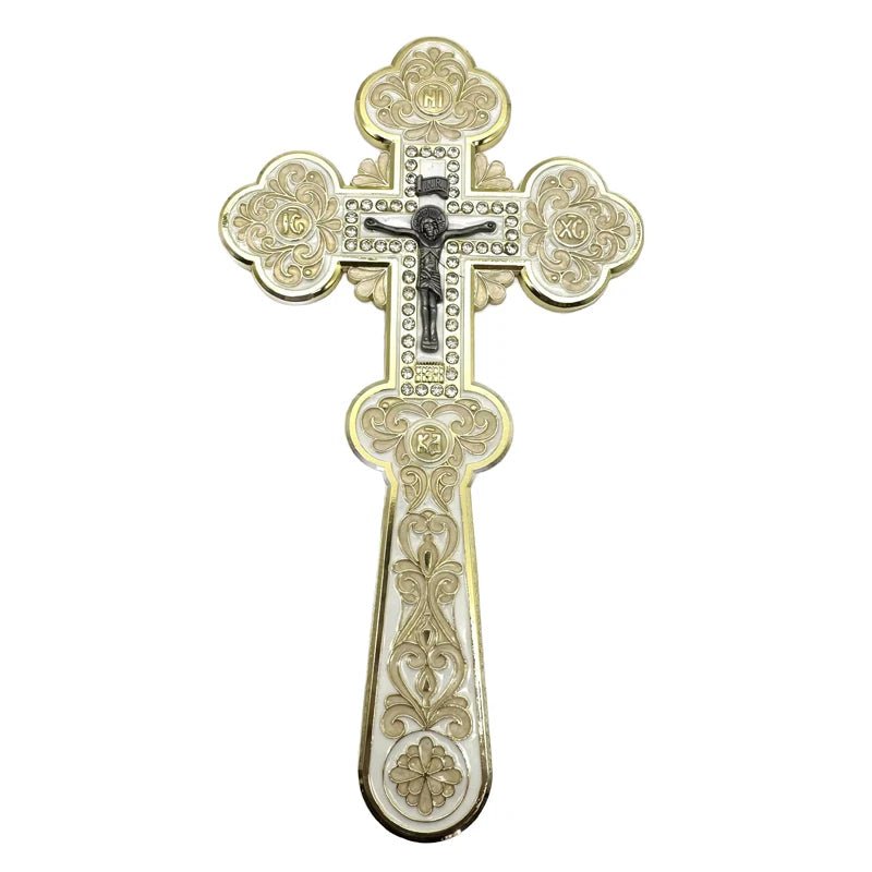 Orthodox Blessing Cross – Handmade Zinc Alloy Crucifix for Church, Prayer & Worship - Sylva