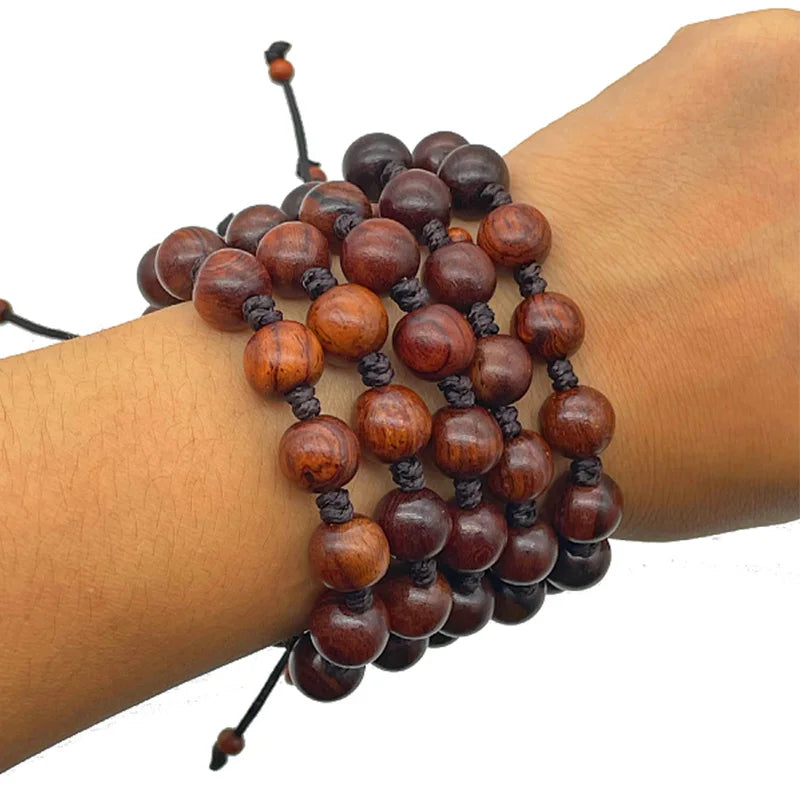 Catholic Rosary Bracelet with Wooden Beads & Our Lady of Fatima Charm