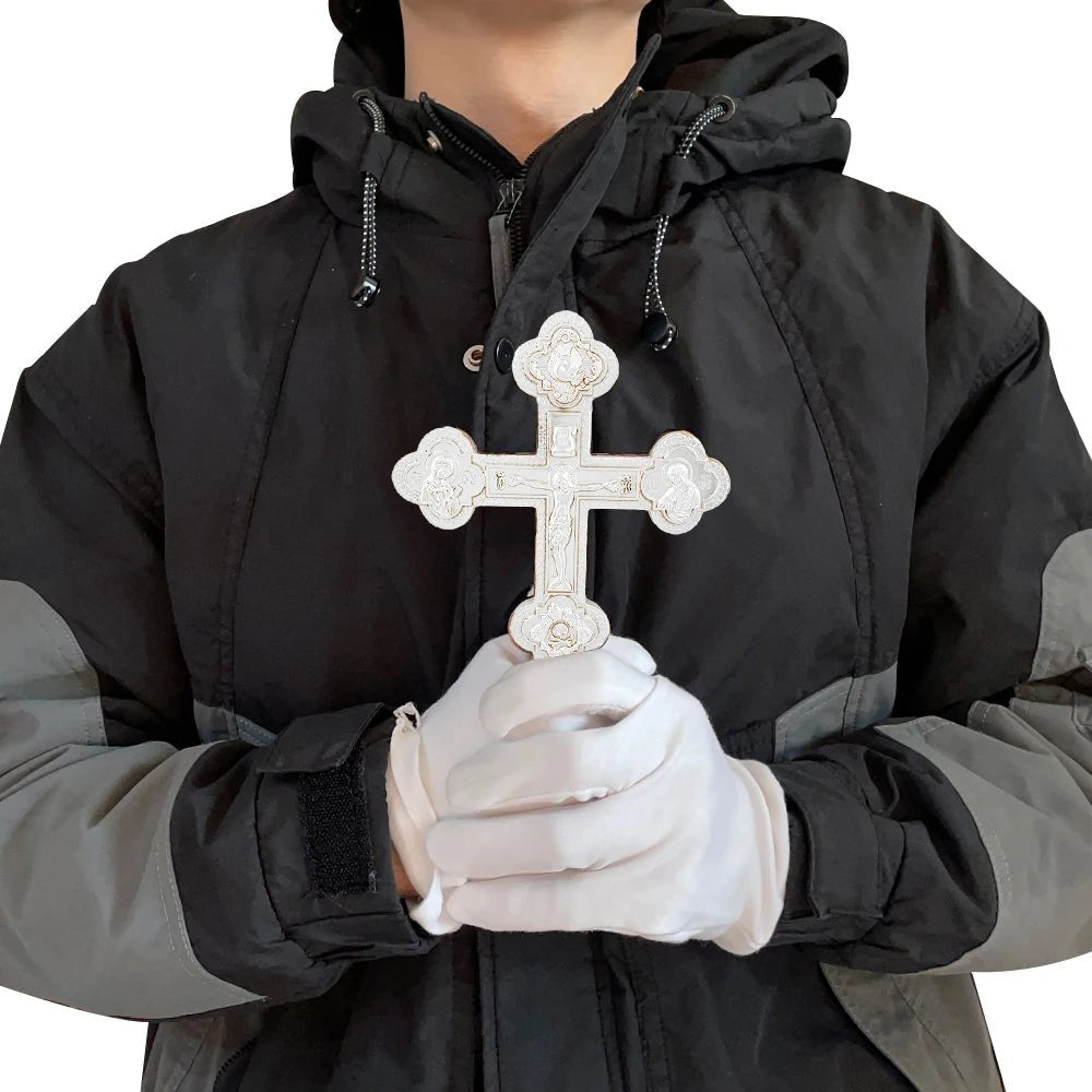 Orthodox-Style Hand Cross – Gold Metal Crucifix for Prayer & Church Display - Sylva