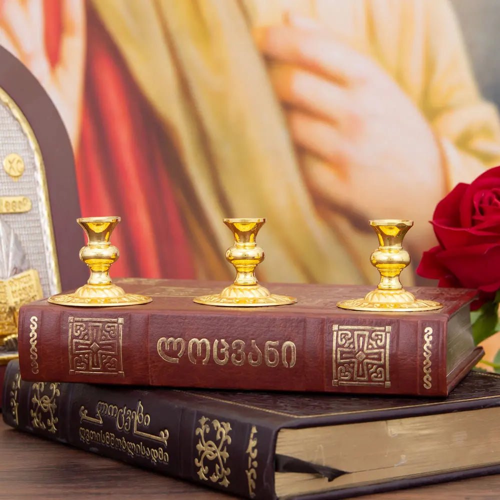 Vintage Gold Church-Style Candle Holder for Altar, Prayer & Religious Ceremonies - Sylva