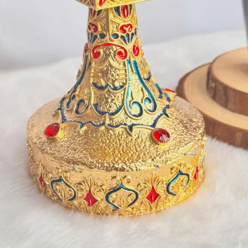 Gold-Plated Orthodox Catholic Liturgical Chalice with Red Glass Cup - Sylva