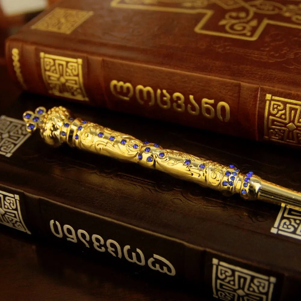 Orthodox-Style Holy Oil Applicator Set – 3 Piece Gold-Tone Ceremonial Tools - Sylva
