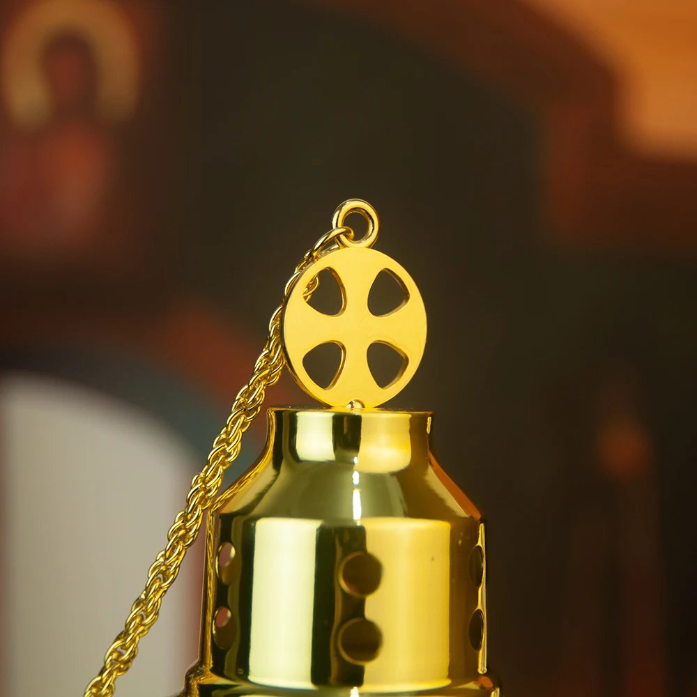 Premium Orthodox Church Incense Burner with Boat & Spoon – Traditional Greek Metal Thurible for Catholic & Orthodox Worship