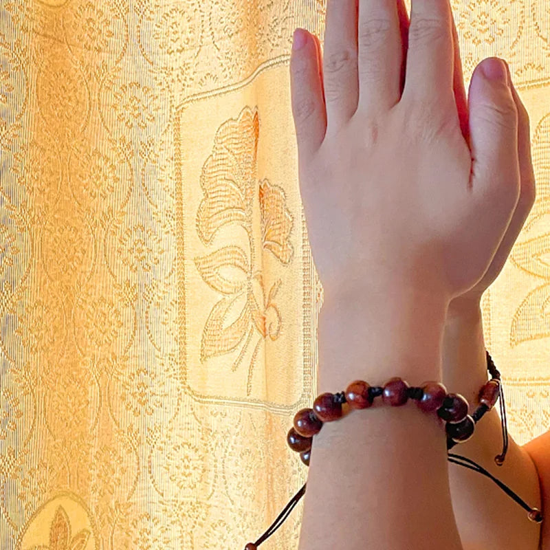 Catholic Rosary Bracelet with Wooden Beads & Our Lady of Fatima Charm