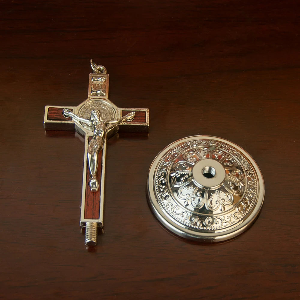 Catholic Table Crucifix with Stand – Metal Jesus Cross for Home Altar & Prayer