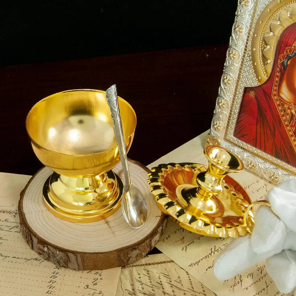 Gold-Plated Communion Cup Set – Christian Church Ceremonial Vessel & Mass Supplies