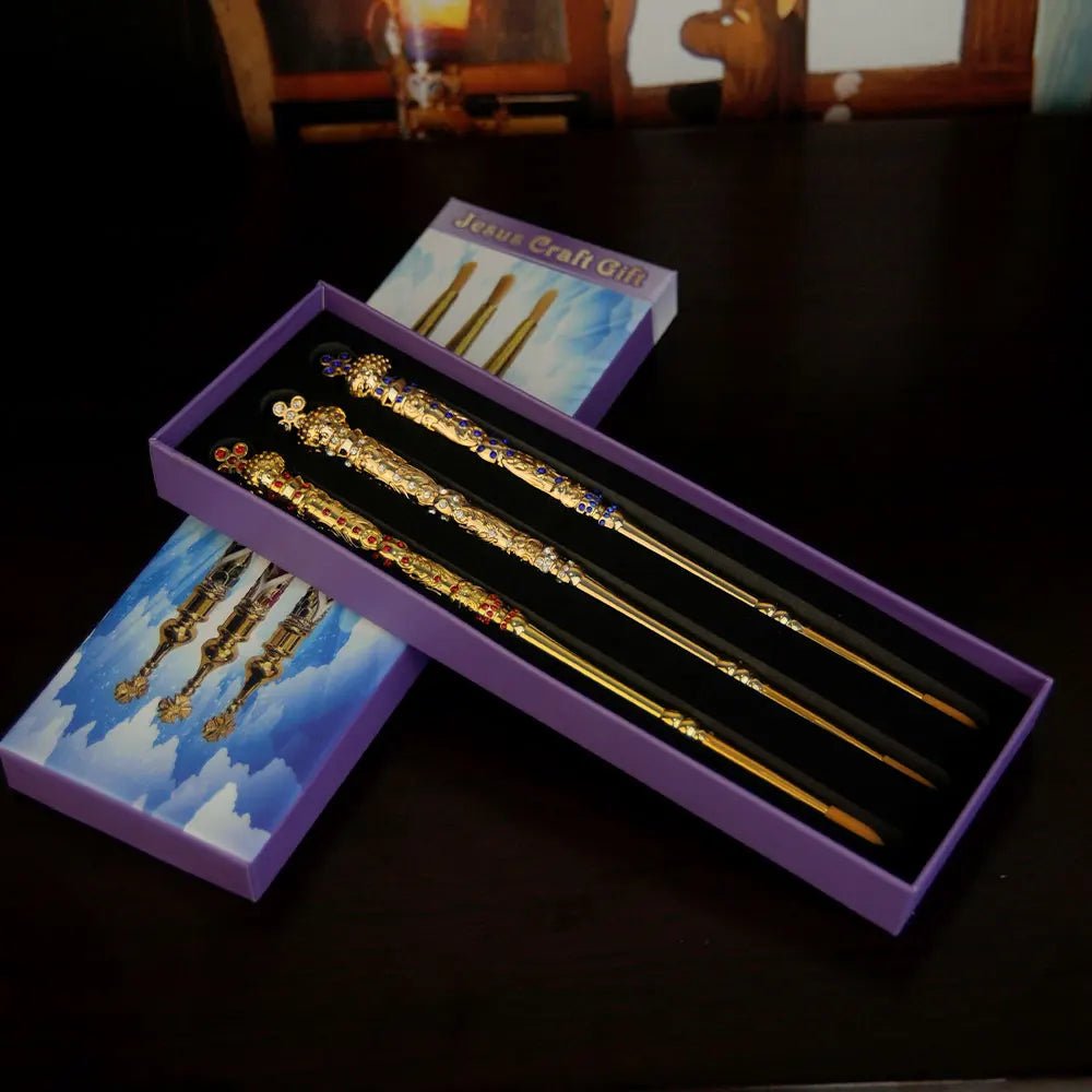 Orthodox-Style Holy Oil Applicator Set – 3 Piece Gold-Tone Ceremonial Tools - Sylva