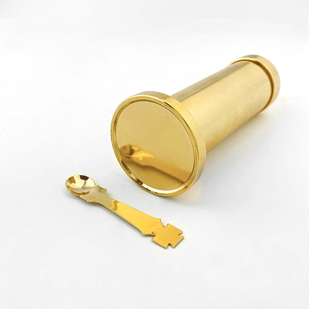 Orthodox Holy Oil Vessel with Prayer Spoon – Gold Plated Eastern Church Ceremonial Oil Container