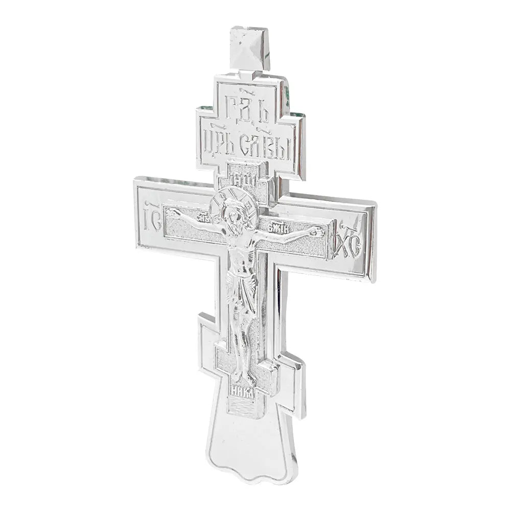 Orthodox-Style Pectoral Crucifix Necklace with Chain – Budded Cross Pendant - Sylva