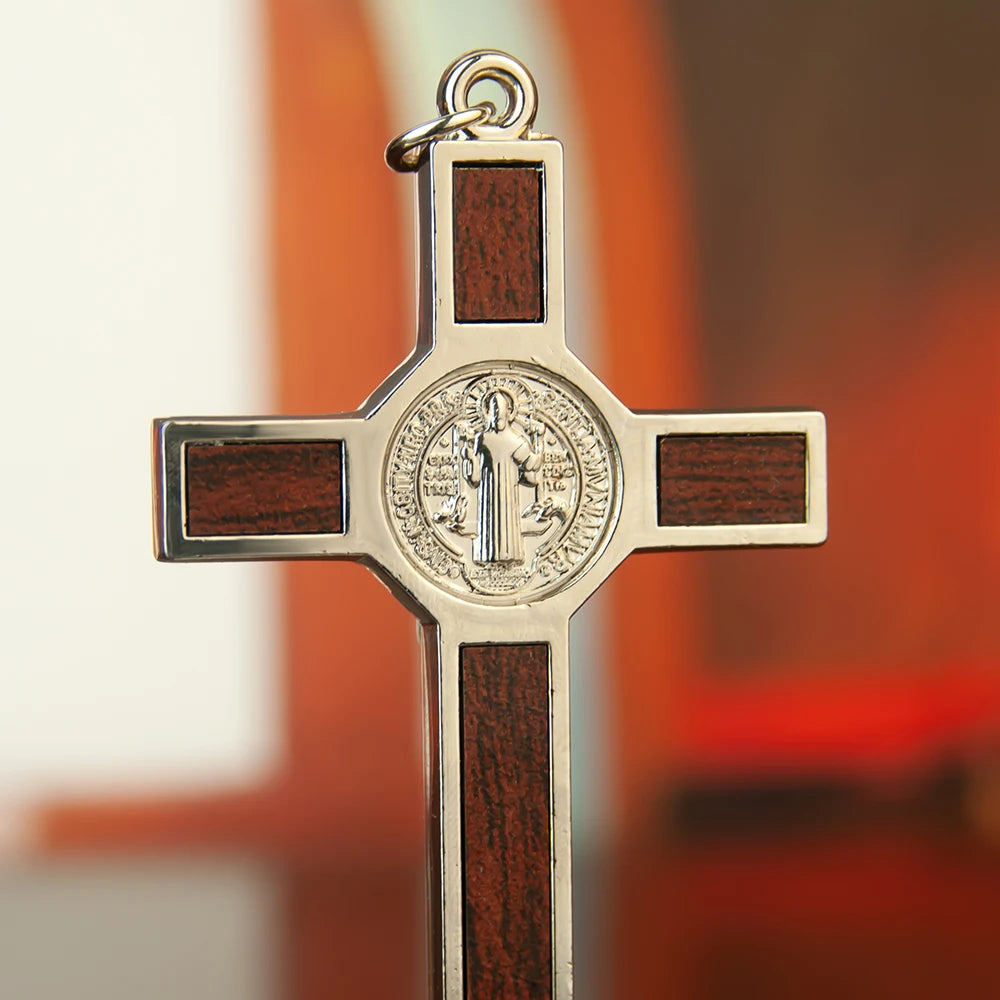 Catholic Table Crucifix with Stand – Metal Jesus Cross for Home Altar & Prayer