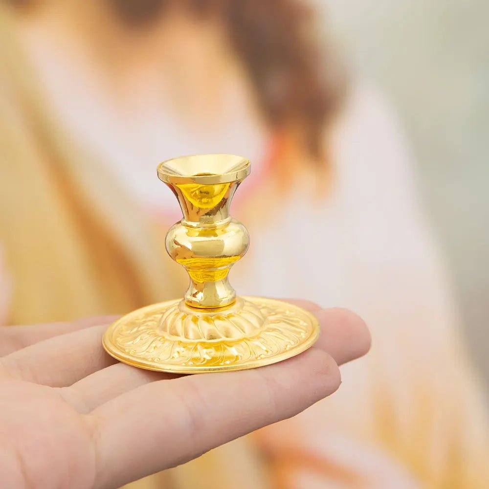 Vintage Gold Church-Style Candle Holder for Altar, Prayer & Religious Ceremonies - Sylva