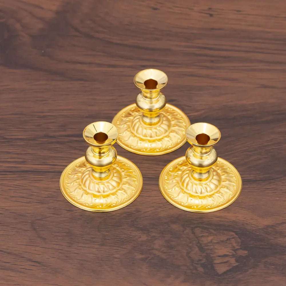 Vintage Gold Church-Style Candle Holder for Altar, Prayer & Religious Ceremonies - Sylva