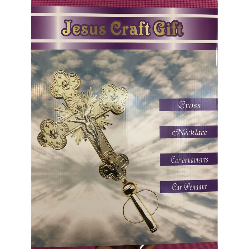 29.5" Luxury Gold Plated Orthodox Processional Crucifix – Church Cross