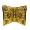 Ornate Orthodox Gospel Book Cover – Gilded Saint Icon & Rhinestone Design