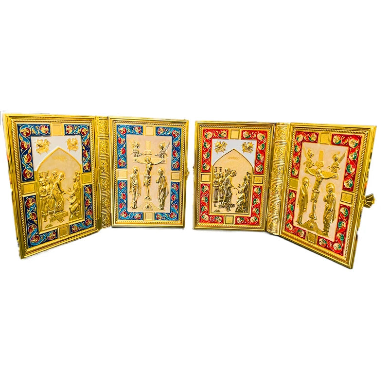Orthodox Metal Gospel Bible Cover – 21cm Crucifix and Icon Design