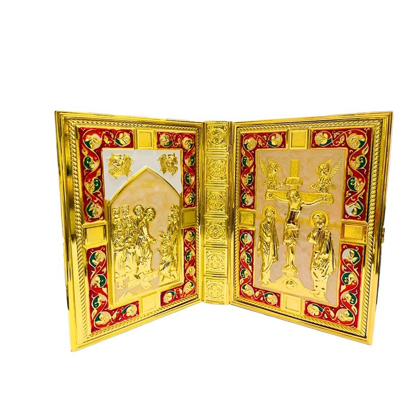 Orthodox Metal Gospel Bible Cover – 21cm Crucifix and Icon Design - Sylva