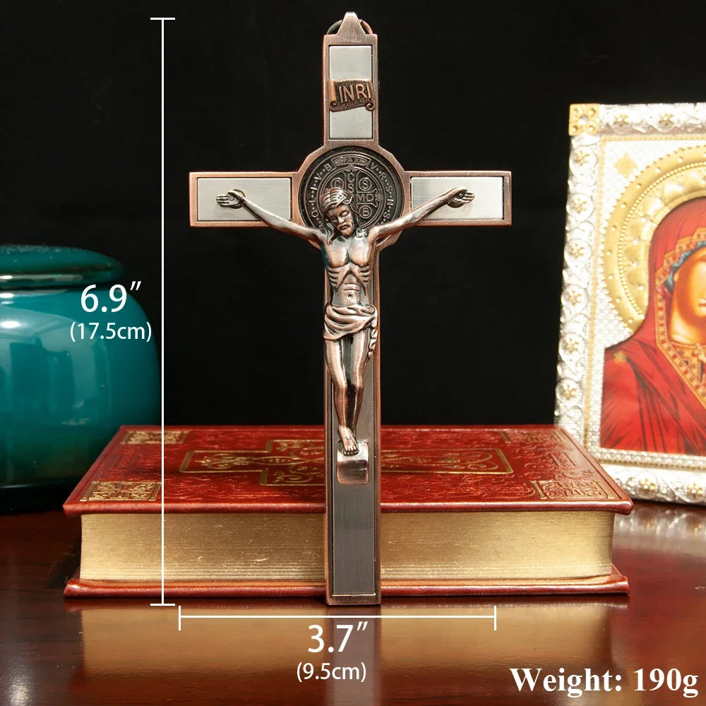 Catholic Jesus Crucifix Wall Cross – Vintage Copper Prayer Cross for Home, Church & Christian Gifts