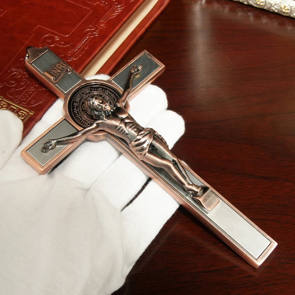Catholic Jesus Crucifix Wall Cross – Vintage Copper Prayer Cross for Home, Church & Christian Gifts