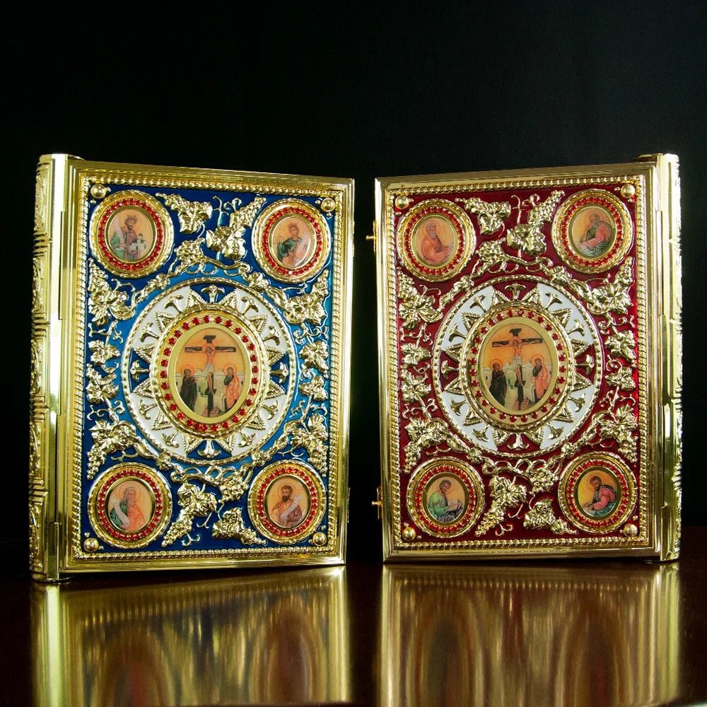 Orthodox Bible Cover – Gold Enamel Alloy Gospel Book Protective Shell - Sylva