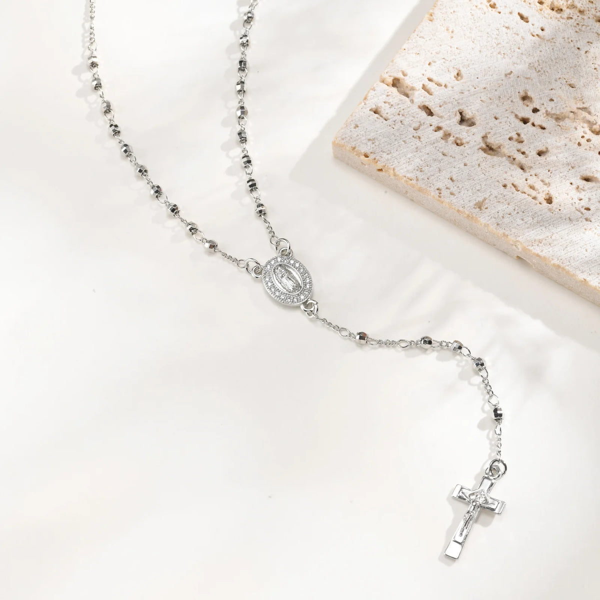 Catholic Rosary Necklace for Women – Virgin Mary & Cross Pendant - Sylva