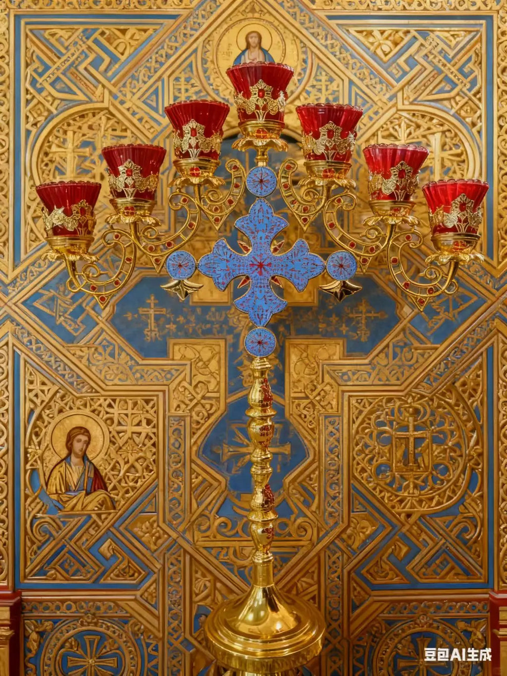 Gilded Orthodox Church Candle Holder – Liturgical Altar Candlestick