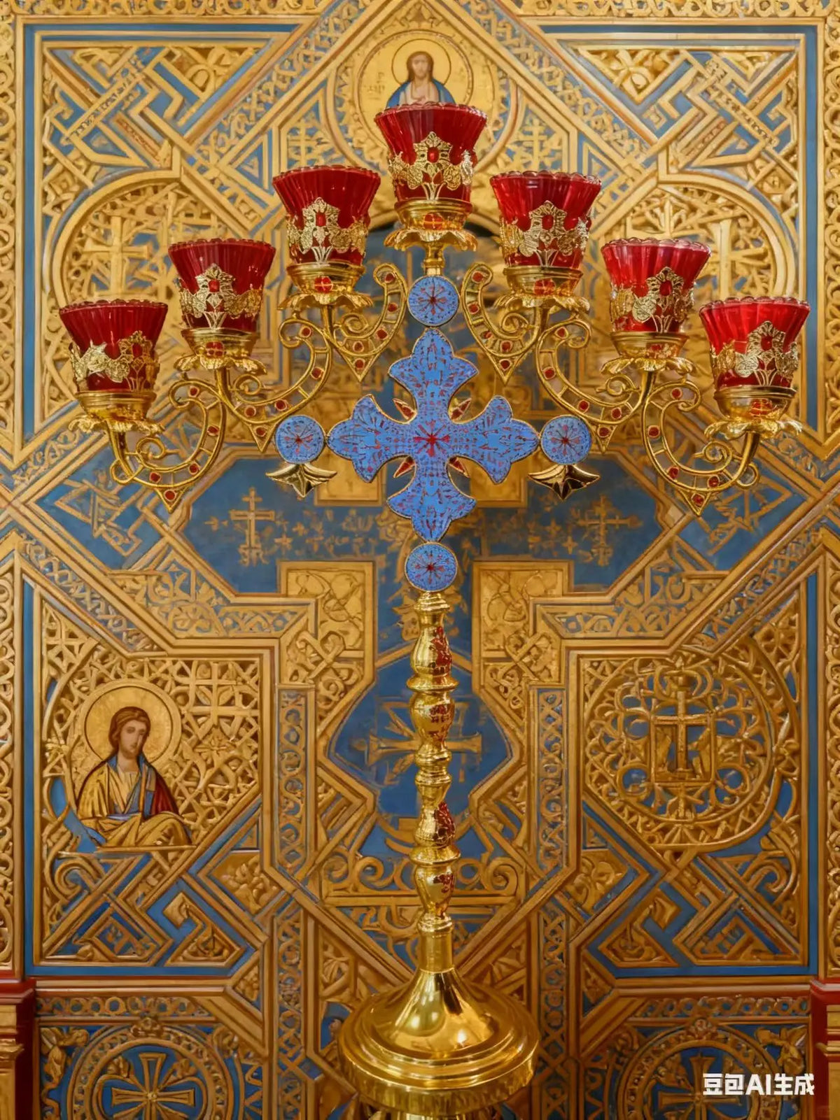 Gilded Orthodox Church Candle Holder – Liturgical Altar Candlestick
