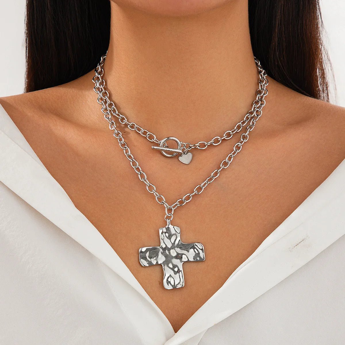 18K Gold-Plated Chunky Cross Necklace for Women – Christian Statement Pendant - Sylva