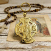 Gold St Michael Archangel Celtic Cross Keychain